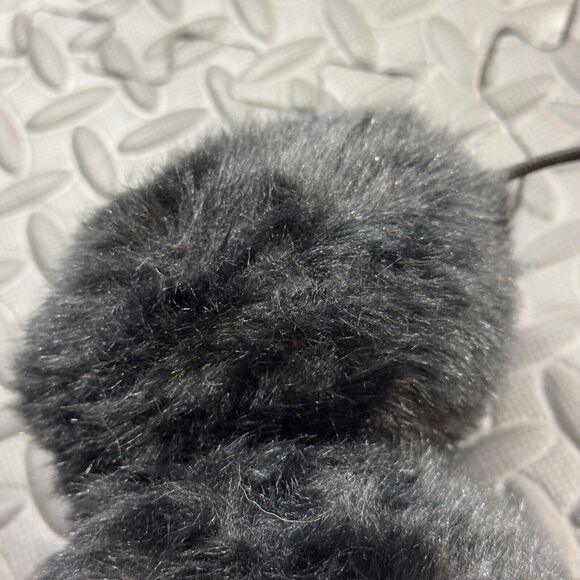 Girls Winter Warm Adjustable Knitted Faux Fur Plush Earmuffs Ear Warmers - Black - Picture 3 of 3